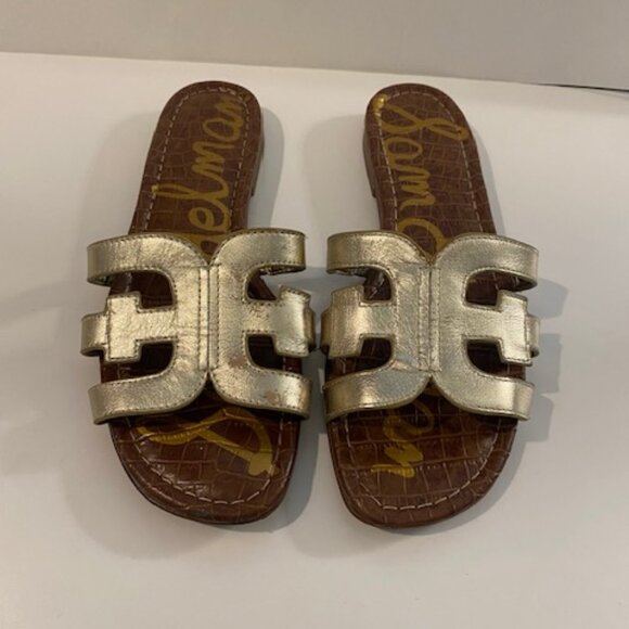 Sam Edelman Gold slide sandals Size 7.5 - Picture 2 of 8
